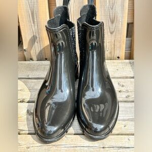 Lemon jelly Chelsea rain boots, with sparkles Metallic Black size 39/8-8.5